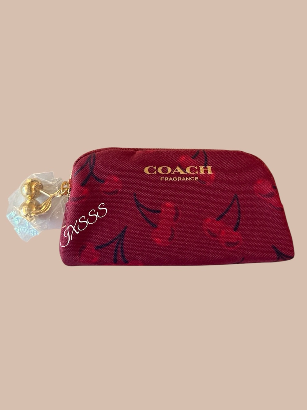 Red-Gold Coach Beauty (Cherry-Print) Mini Coin-Pouch/Fragrance SET - Picture 3 of 12